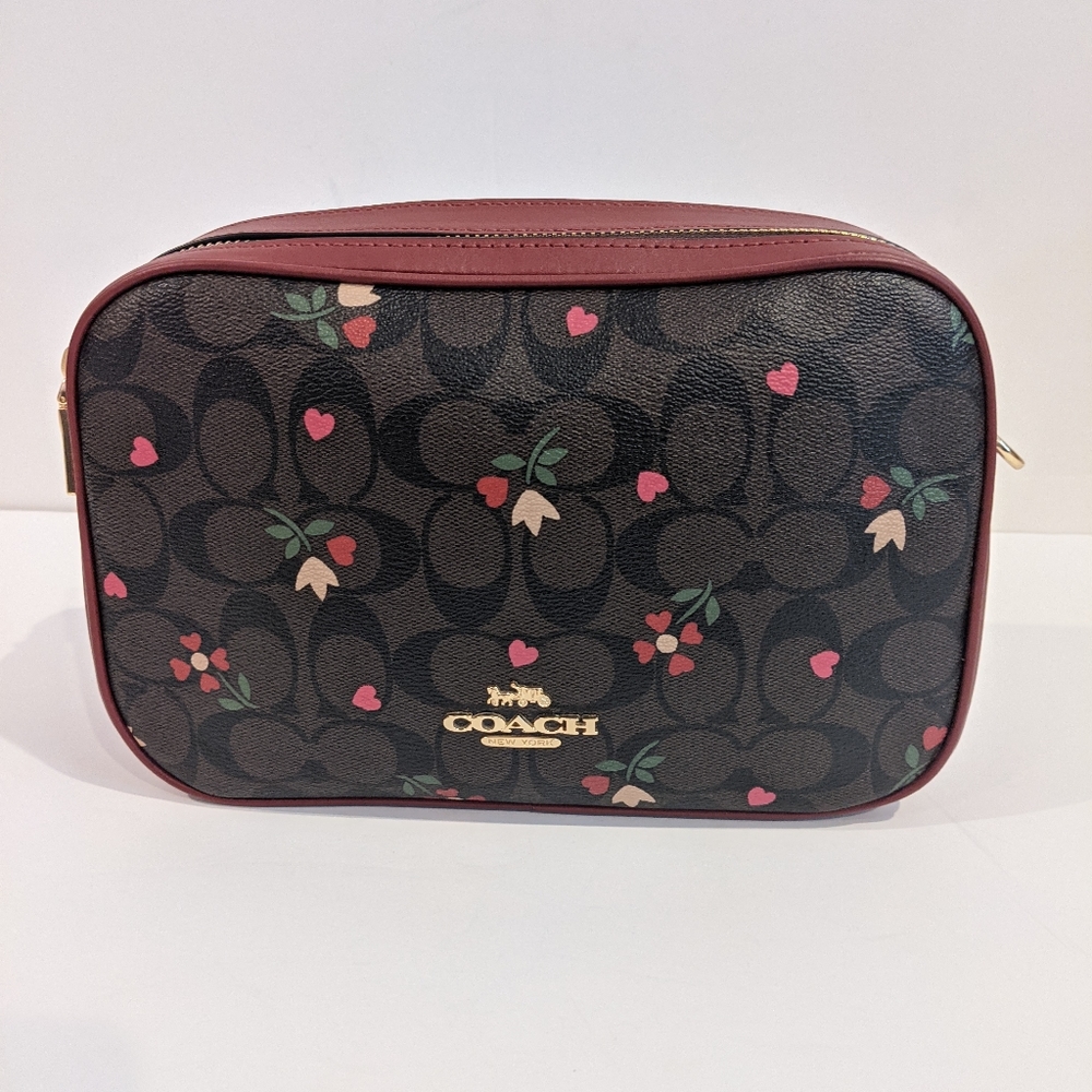 Coach Jes Crossbody In Signature Canvas With Heart Pe… Gem